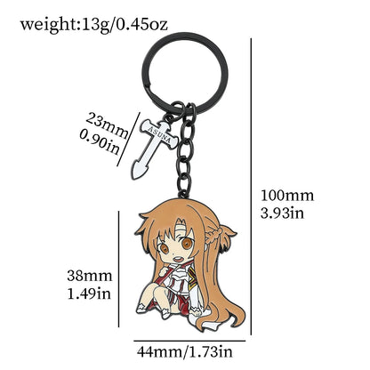 Anime Sword Art Online Metal Keychain Asuna Krito Kirigaya Kazuto Key Chain Jewelry Backpack Key Rings for Fans Gift Accessories