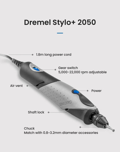 4 IN 1 Mini Rotary Tool Dremel 2050 Power Tool 100V-240V 5 Gears Variable Speed Electric Grinder Jewelry Glass Engraver Pen