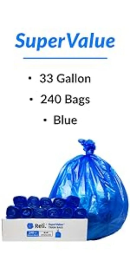 Reli. SuperValue 13 Gallon Trash Bags  1000 Count Bulk  Tall Kitchen  Can Liners  Black Multi-Use Garbage Bags