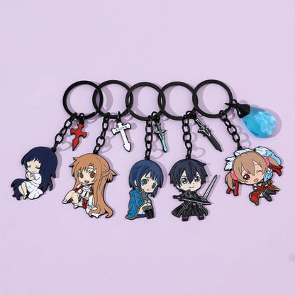 Anime Sword Art Online Metal Keychain Asuna Krito Kirigaya Kazuto Key Chain Jewelry Backpack Key Rings for Fans Gift Accessories