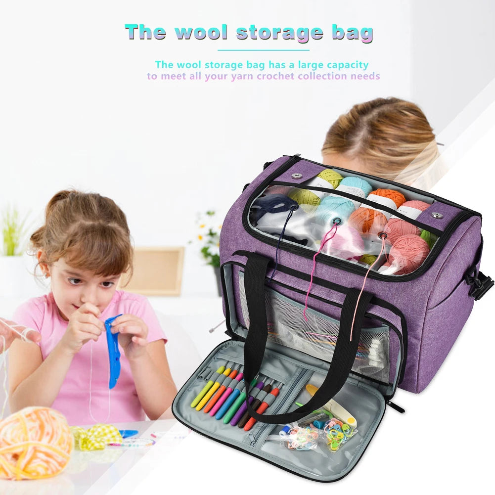 Wool Yarn Storage Bag Yarn Knitting Tools Organizer Case Lightweight Knitting Crochet Organizer Large Capacity Travel Yarn Bags