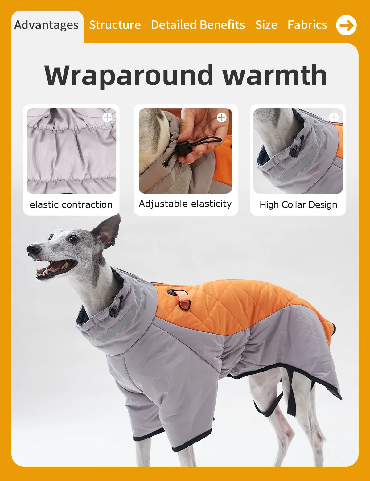 Warm Dog Jacket for Winter Cold Weather, Soft Waterproof Reflective Medium Large Dog Jacket Coat Vest with Sleeves High Collar