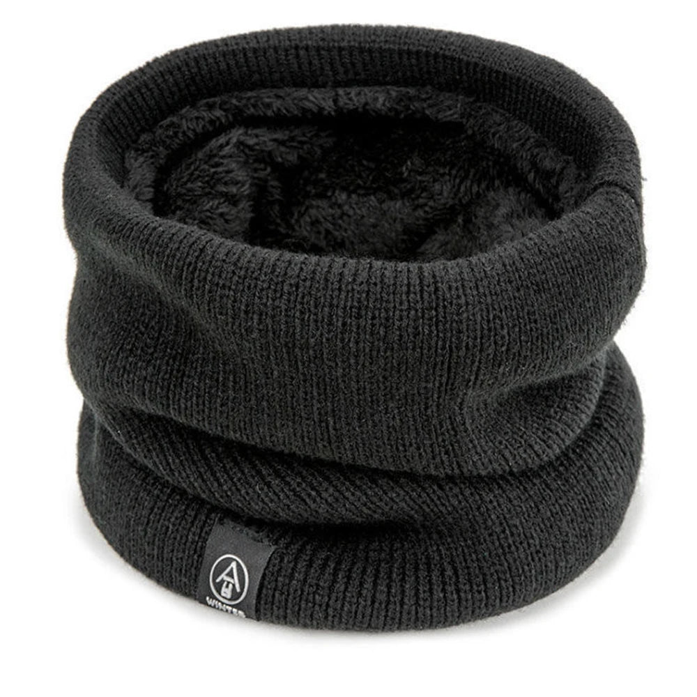 Cashmere Plush Warm Winter Ring Scarf Women Men Knit Full Face Mask Snood Neck Scarves Warmer Bufanda Thick Fleece-lined Muffler