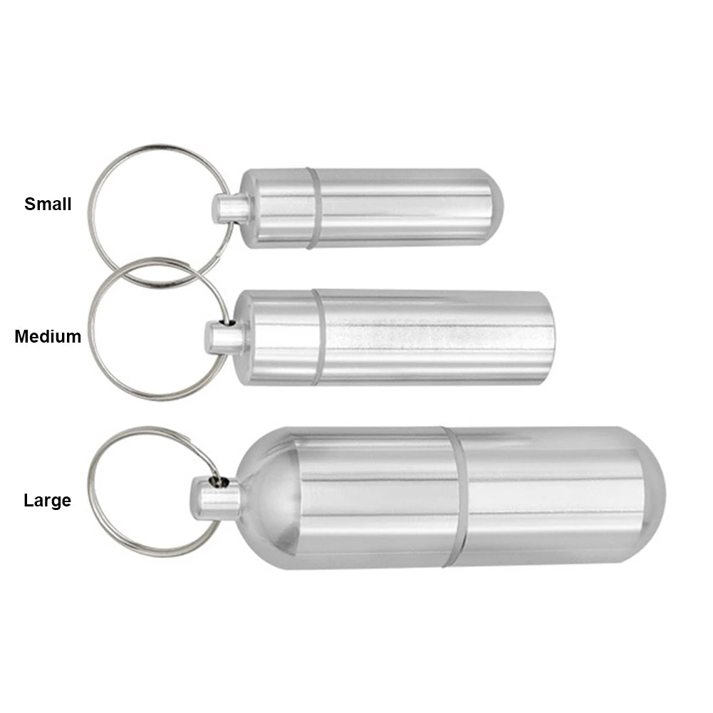 S/M/L Keychain Pill Box Case Bottle Portable Waterproof Pill Container Aluminum Alloy Health Care for Outdoor Travel Camping