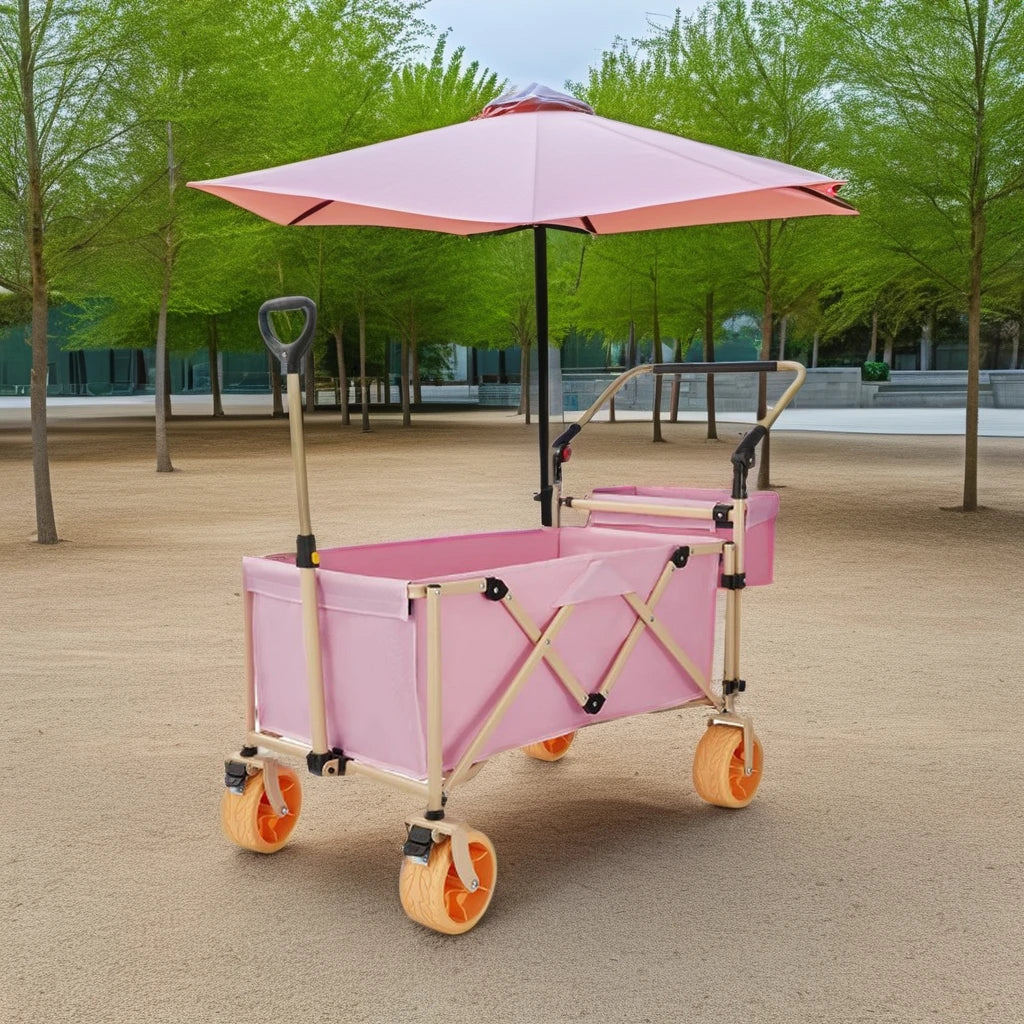 2024 New Design High Quality Foldable Picnic & Shopping Cart Outdoor Camping Hand Trolley Metal Plastic Materials Travel Bag Use