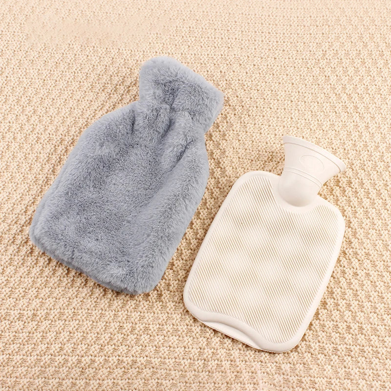 2L Hot Water Bag Protective Case Winter Removable Plush Cover Cold-proof Warm Faux Fur Fleece Cover Heat Preservation Covers