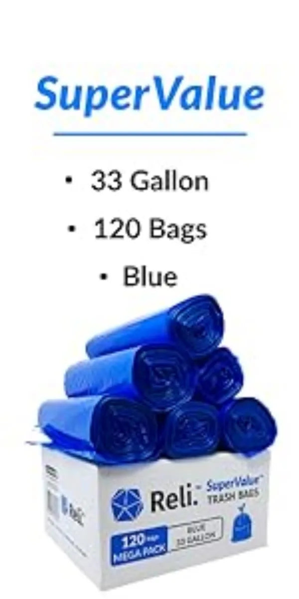 Reli. SuperValue 13 Gallon Trash Bags  1000 Count Bulk  Tall Kitchen  Can Liners  Black Multi-Use Garbage Bags