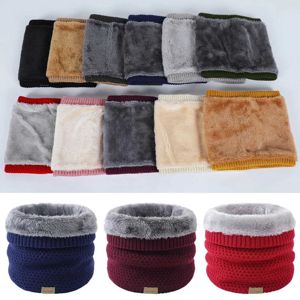 Women Men soft Fleece Knitted Neck Warmer Wool Fur Snood Scarf Outdoor Thick plush Winter Warm Scarves Skating Neck Scarves