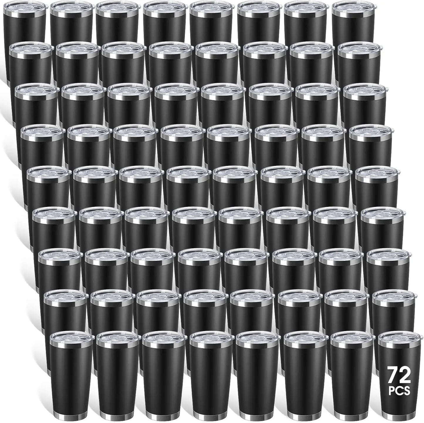 72pcs Stainless Steel Tumbler Bulk Set 20oz Insulated Double Wall Coffee Mug Wedding Party Graduation Practical Design with