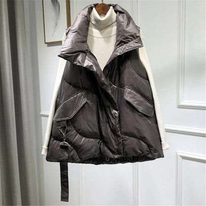 Woman Hot Sale Cotton Clothes Vests Female Autumn Winter Loose Sleeveless Down Jackets Coats Waistcoat Outerwear Casual Gilet