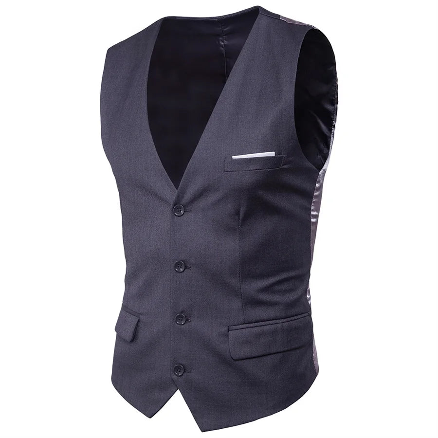 Men's Dress Suit Vest V Neck Slim Fit Waistcoat Formal Business Sleeveless Vests for Wedding Groomsman Gilet Men Clothes 6XL