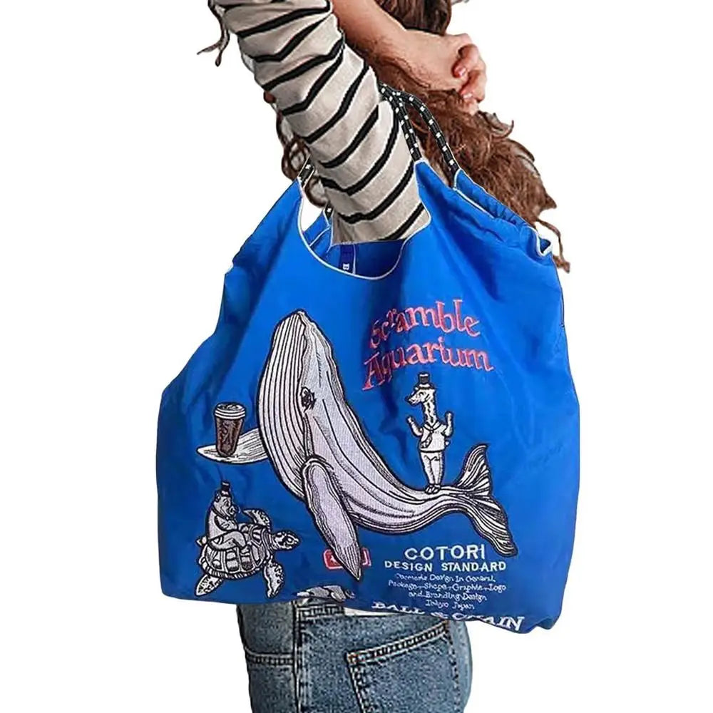 Women's Shoulder Bag Embroidered Ladies Casual Handbag Tote Reusable Shopping Bag