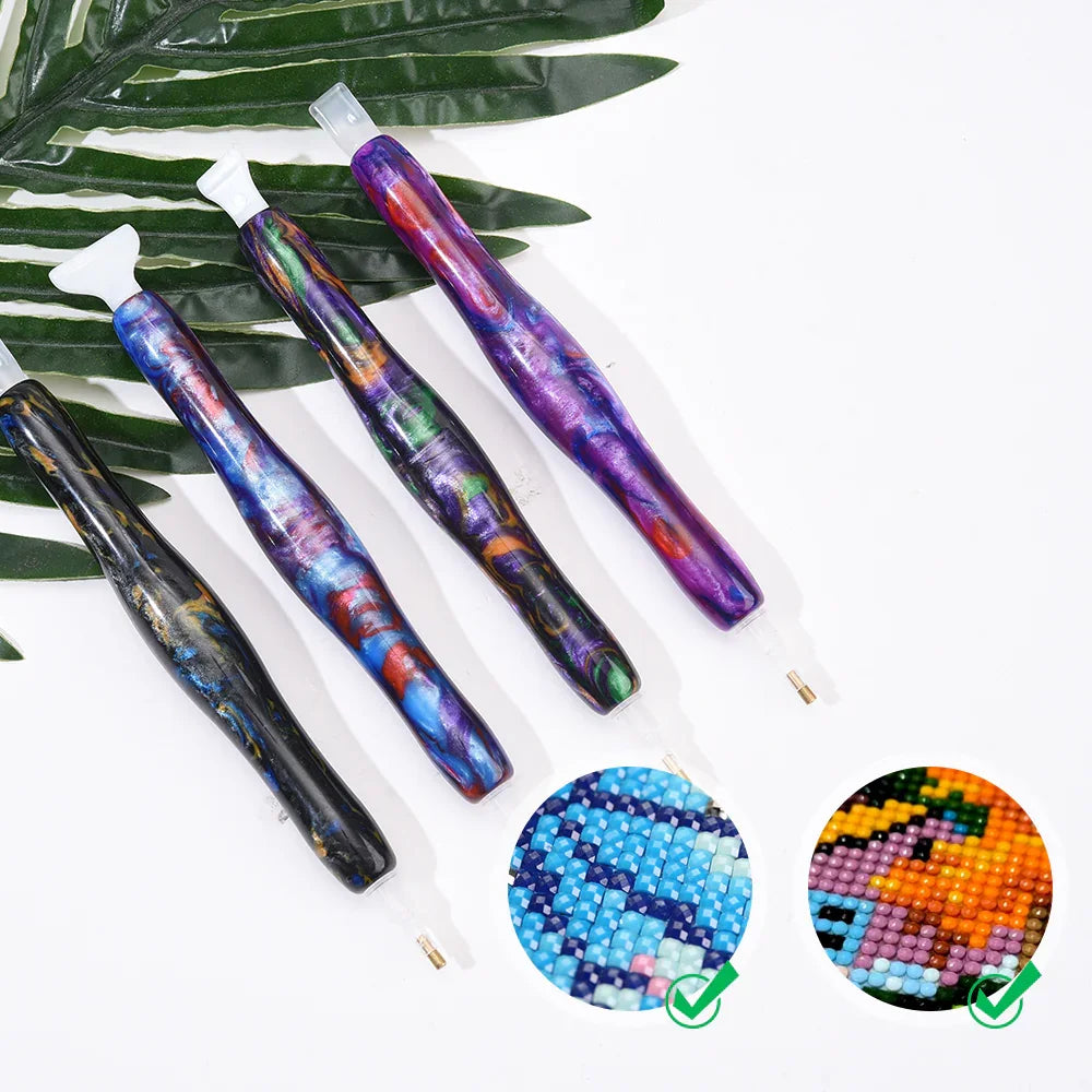 4 Pack Diamond Painting Pens, Handmade Resin Diamond Art Tools & Accessories for Hobby, Adults & Kids, Perfect for Beginners