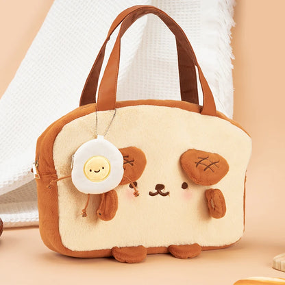 GeekShare Dog Toast Plush Bag Shoulder Tote Bag Handbag Carrying Case for Nintendo Switch/OLED/LITE IPAD Cute Shopping Bag