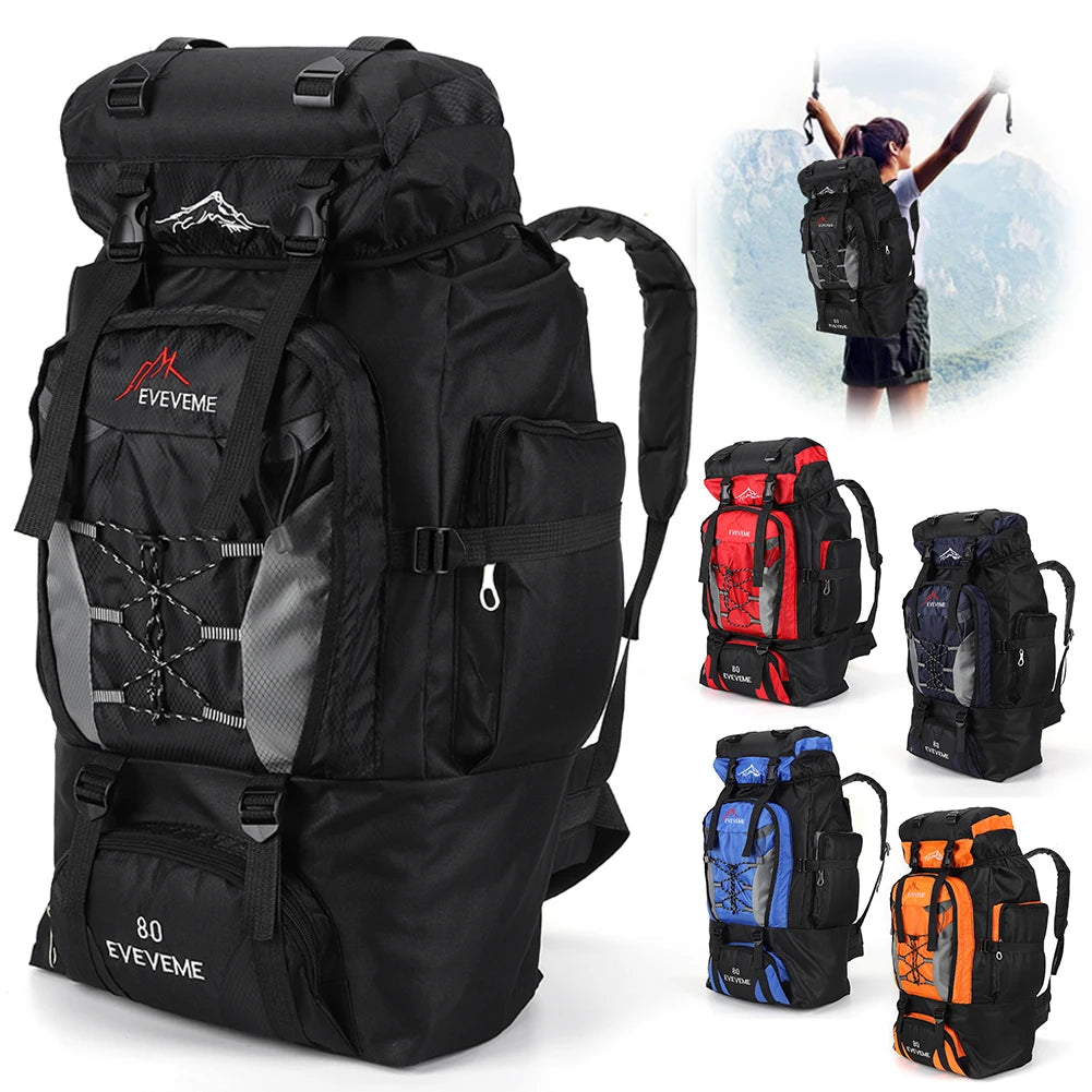 80L Travel Backpack Camping Bag For Men Large Hiking Bag Tourist Rucksack Waterproof Outdoor Sports Climbing Mountaineering Bags