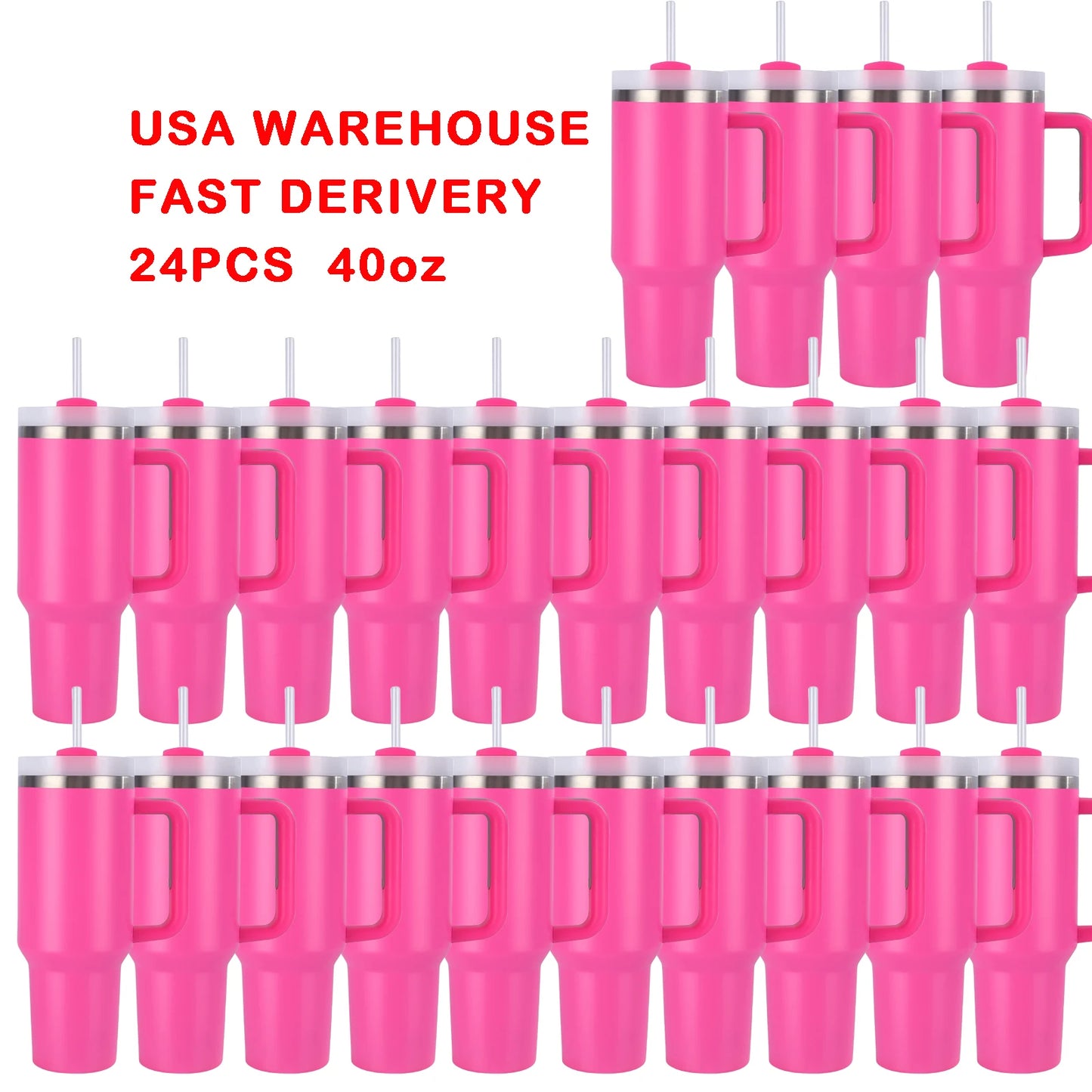 24pack 40oz NEW Stainless Steel Vacuum Insulated Tumbler with Lid and Straw for Water, Iced Tea or Coffee bulk wholesale no logo