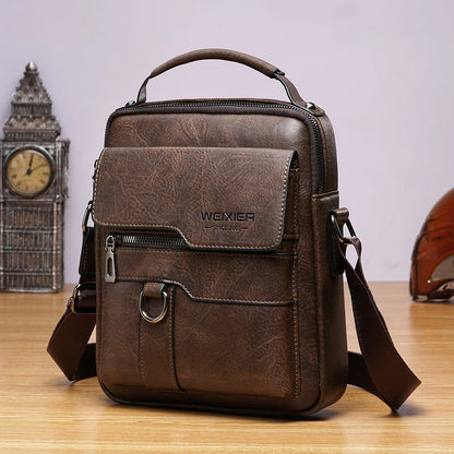 Men's Genuine Leather Crossbody Shoulder Bags Vintage PU Men Handbag Tote Casual Business Man Messenger Bag Leather Fanny Pack