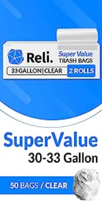 Reli. SuperValue 13 Gallon Trash Bags  1000 Count Bulk  Tall Kitchen  Can Liners  Black Multi-Use Garbage Bags