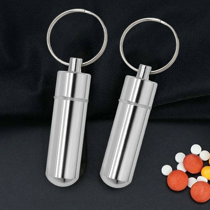 S/M/L Keychain Pill Box Case Bottle Portable Waterproof Pill Container Aluminum Alloy Health Care for Outdoor Travel Camping