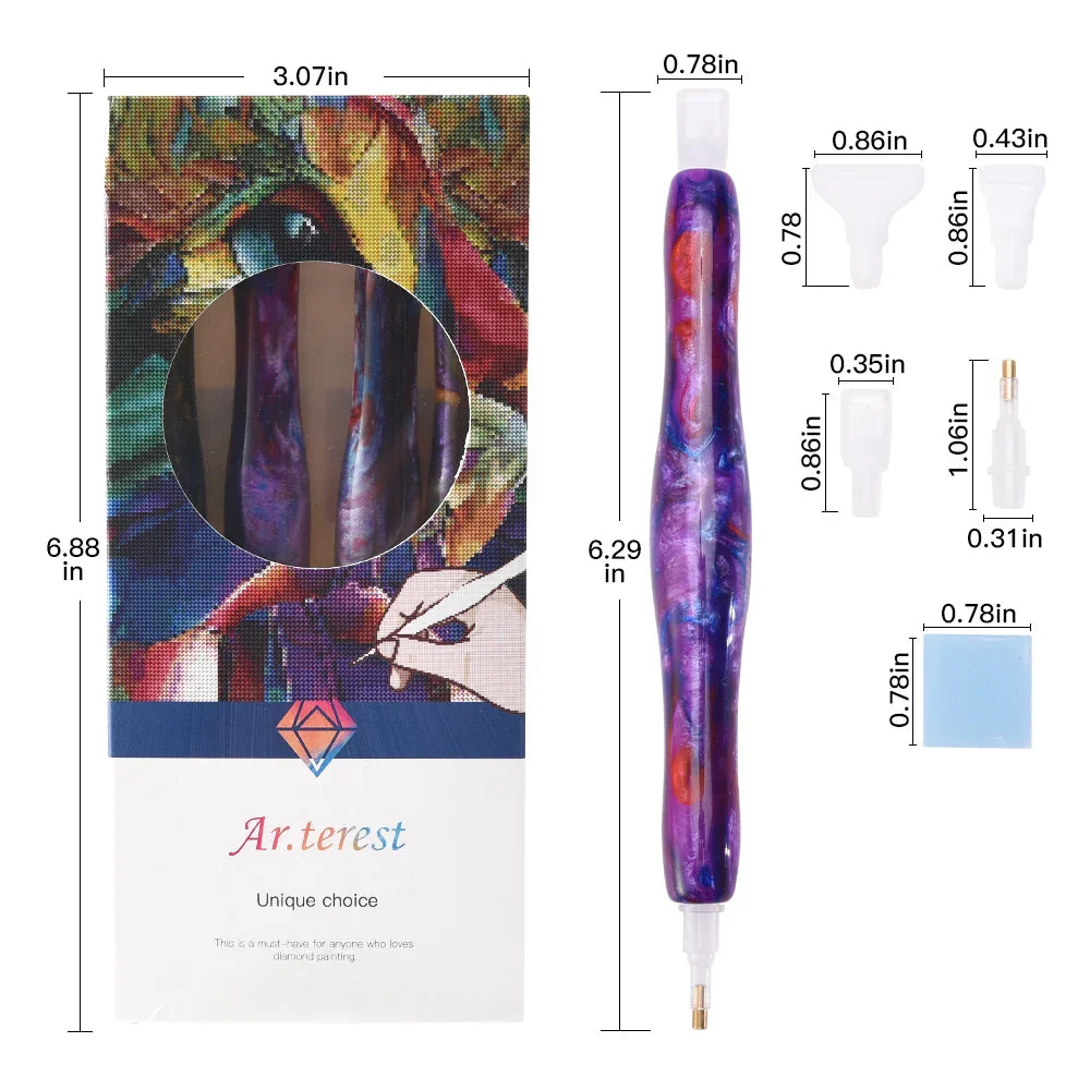 4 Pack Diamond Painting Pens, Handmade Resin Diamond Art Tools & Accessories for Hobby, Adults & Kids, Perfect for Beginners