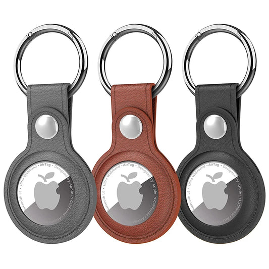 Leather Keychain for Apple Airtags Case protector Cover Bumper Shell Tracker Anti-scratch Air Tag Key Ring Holder Accessories