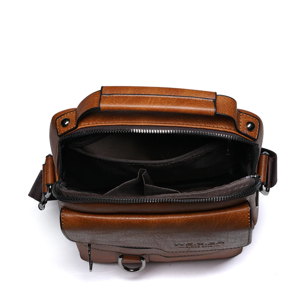 Men's Genuine Leather Crossbody Shoulder Bags Vintage PU Men Handbag Tote Casual Business Man Messenger Bag Leather Fanny Pack