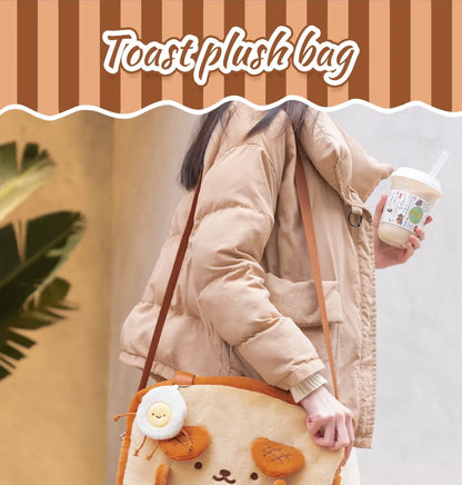 GeekShare Dog Toast Plush Bag Shoulder Tote Bag Handbag Carrying Case for Nintendo Switch/OLED/LITE IPAD Cute Shopping Bag