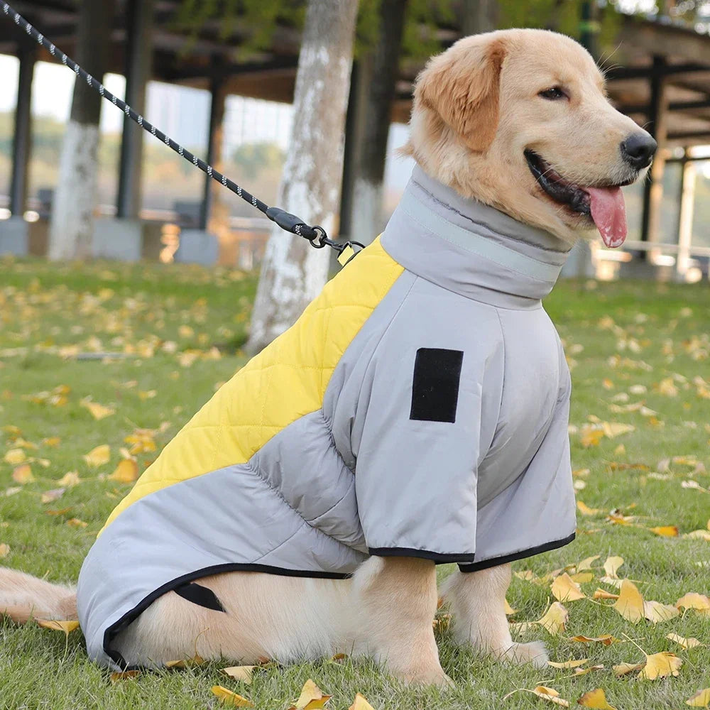 Warm Dog Jacket for Winter Cold Weather, Soft Waterproof Reflective Medium Large Dog Jacket Coat Vest with Sleeves High Collar