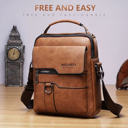 Men's Genuine Leather Crossbody Shoulder Bags Vintage PU Men Handbag Tote Casual Business Man Messenger Bag Leather Fanny Pack