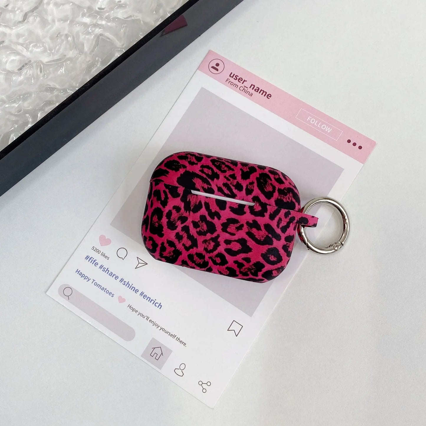 For Airpods 4 Generation Leopard Print Earphone Case with Keychain Silicone Protective Cover For Airpods Pro 2 Protective Case