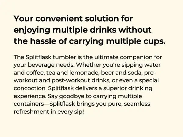 Splitflask 30oz Insulated 2-in-1 Tumbler With Straw Travel Mug for Hot & Cold Drinks, Stainless Steel Reusable Water Bottle.