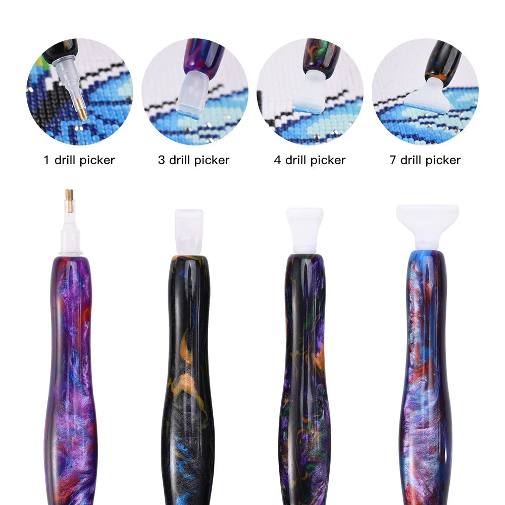 4 Pack Diamond Painting Pens, Handmade Resin Diamond Art Tools & Accessories for Hobby, Adults & Kids, Perfect for Beginners