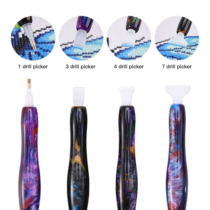 4 Pack Diamond Painting Pens, Handmade Resin Diamond Art Tools & Accessories for Hobby, Adults & Kids, Perfect for Beginners