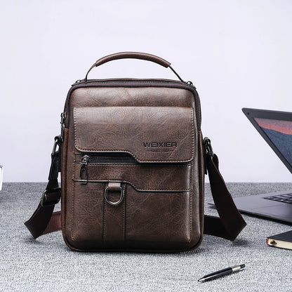 Men's Genuine Leather Crossbody Shoulder Bags Vintage PU Men Handbag Tote Casual Business Man Messenger Bag Leather Fanny Pack