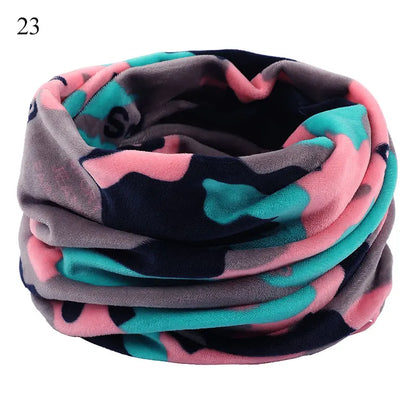 Winter Warm Soft Fleece Scarf Plush Neck Warmer For Women Men Print Floral Snood Scarves Unisex Tippet Neckerchief Shawl Wrap