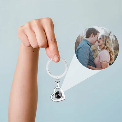 Custom Photo Projection Keychain For Women Men Personalizd Heart Pendant Keychain With Picture Inside Anniversary Gift Jewelry