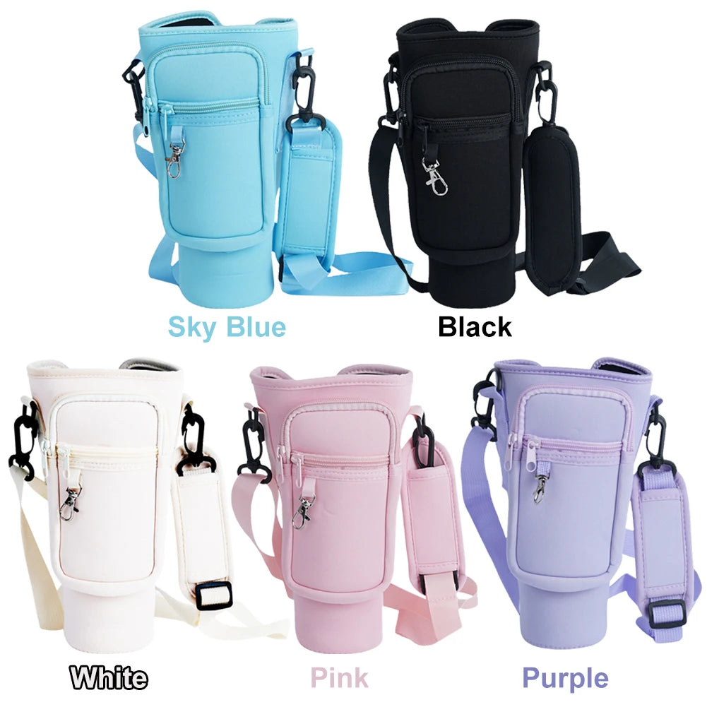 Neoprene Water Pouch with Adjustable Strap Non-slip Insulated Mug Cover Water Bottle Holder For Stanley Quencher Cup Accessories