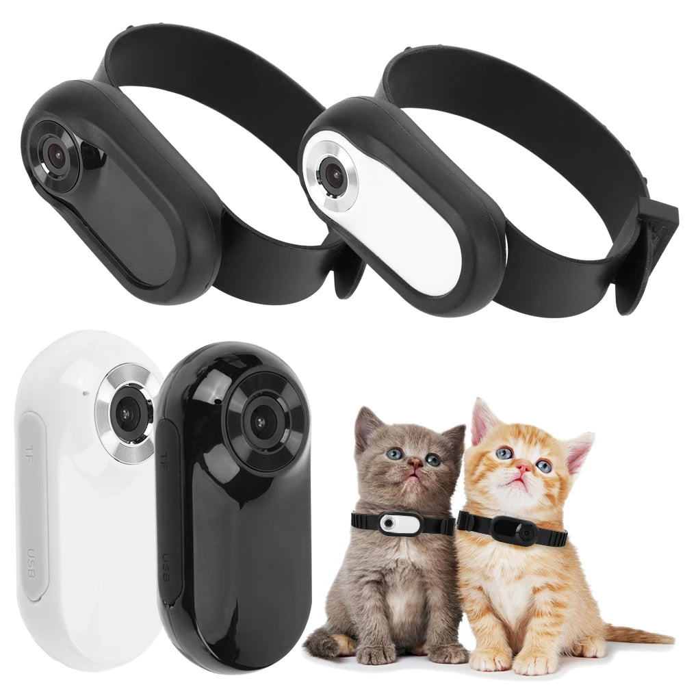 HD 1080P Dog Tracker Collar No WiFi Needed Dog Cat Pet Camera Collar Pet Sport Camera with 32G Card for Cats Dogs Birthday Gift