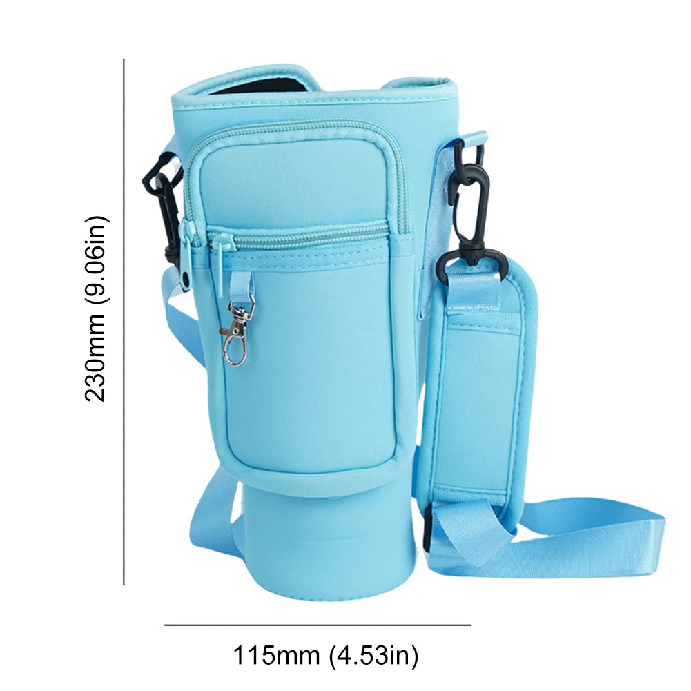 Neoprene Water Pouch with Adjustable Strap Non-slip Insulated Mug Cover Water Bottle Holder For Stanley Quencher Cup Accessories