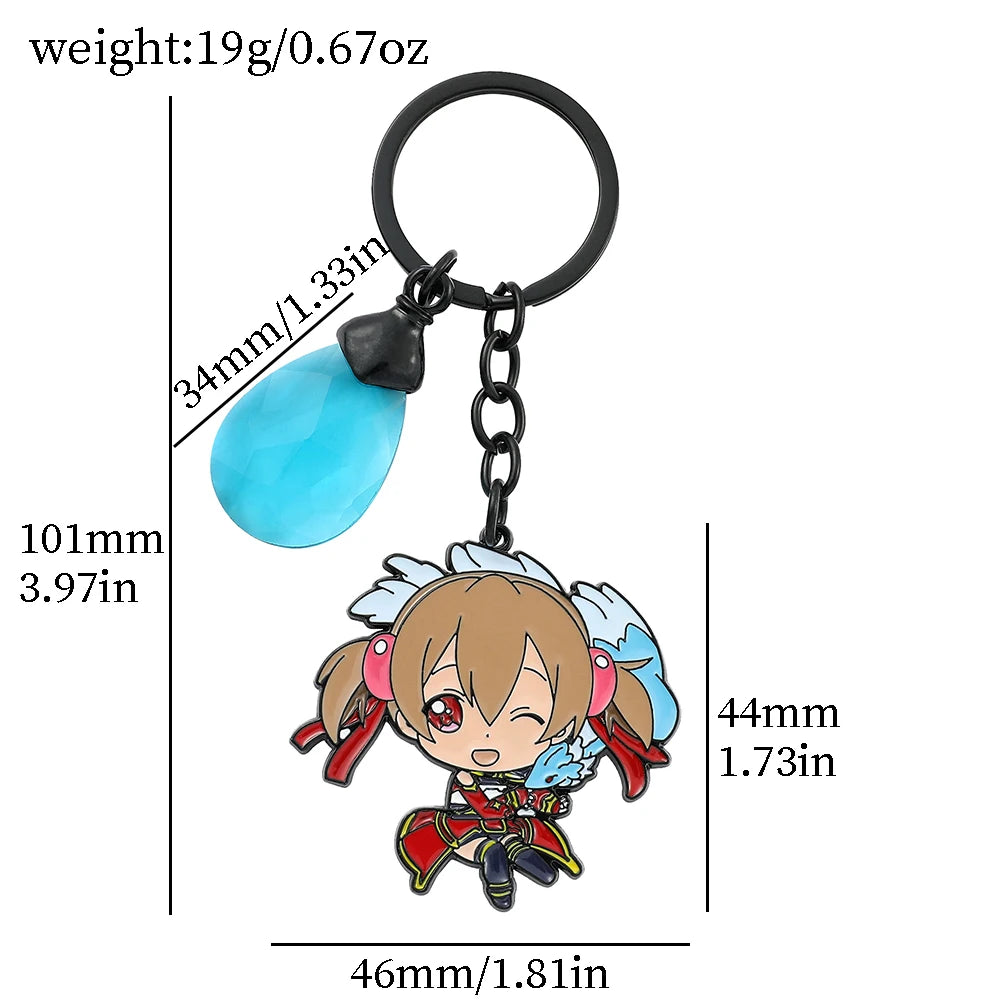 Anime Sword Art Online Metal Keychain Asuna Krito Kirigaya Kazuto Key Chain Jewelry Backpack Key Rings for Fans Gift Accessories