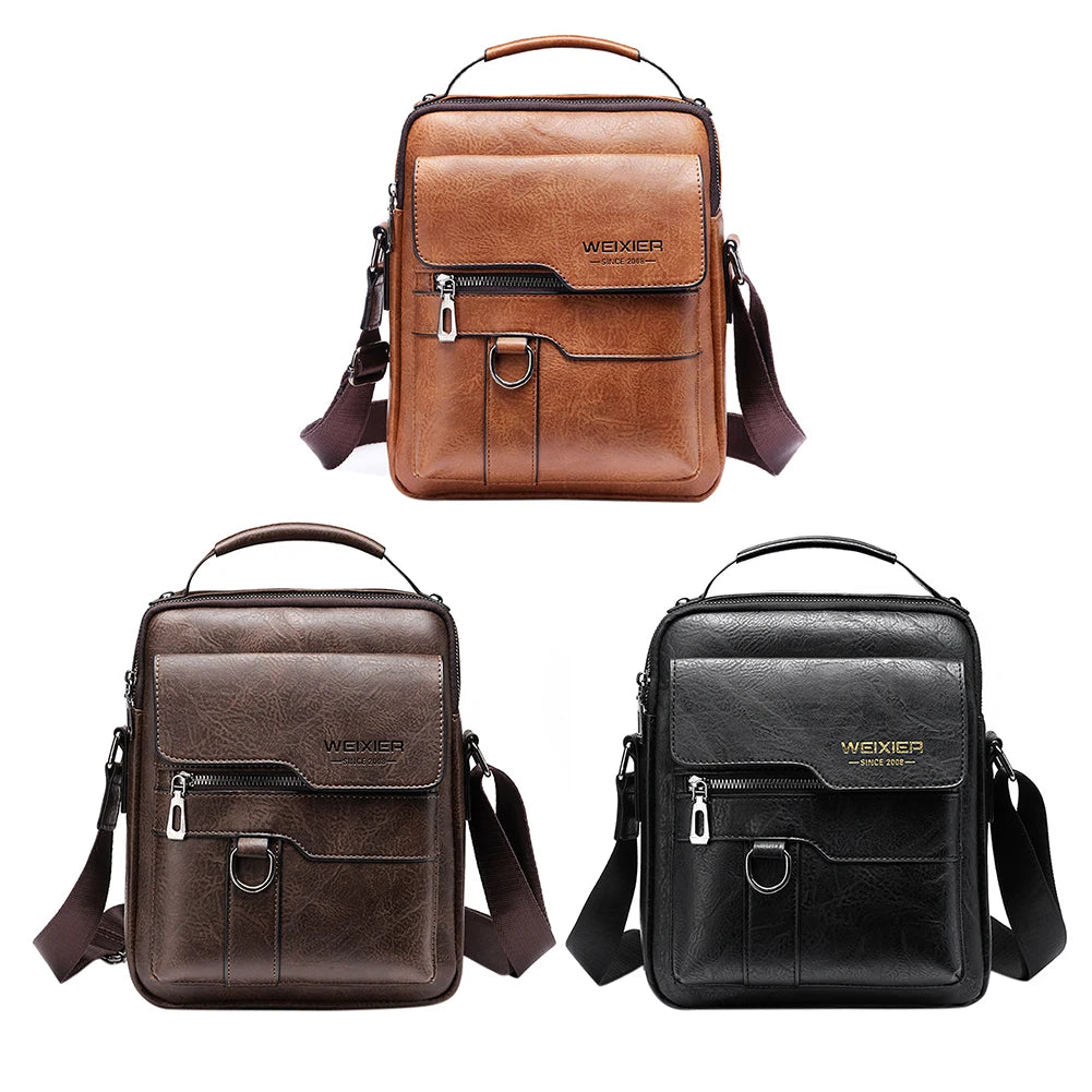 Men's Genuine Leather Crossbody Shoulder Bags Vintage PU Men Handbag Tote Casual Business Man Messenger Bag Leather Fanny Pack