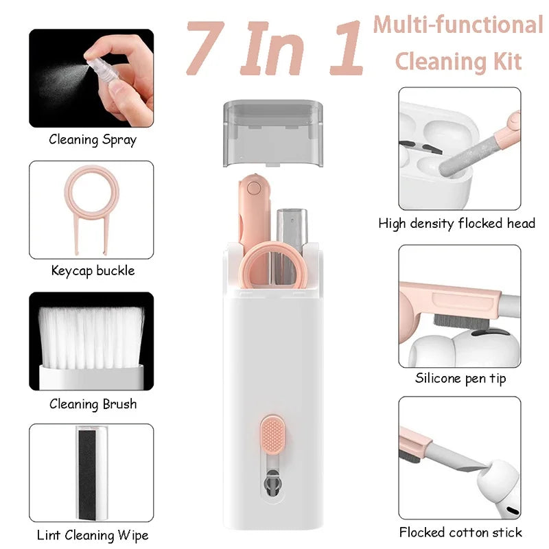 7-in-1 Computer Keyboard Cleaning Kit For Airpods Pro Pro2 1 2 3 Cleaner Tools Bluetooth Earphones Clean Brush Pen Keycap Puller