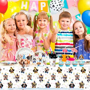 Puppy Dog Birthday Party Supplies,148pcs Decorations&Dog Birthday Party Tableware Set-Banner,Puppy Balloons Party Plates etc