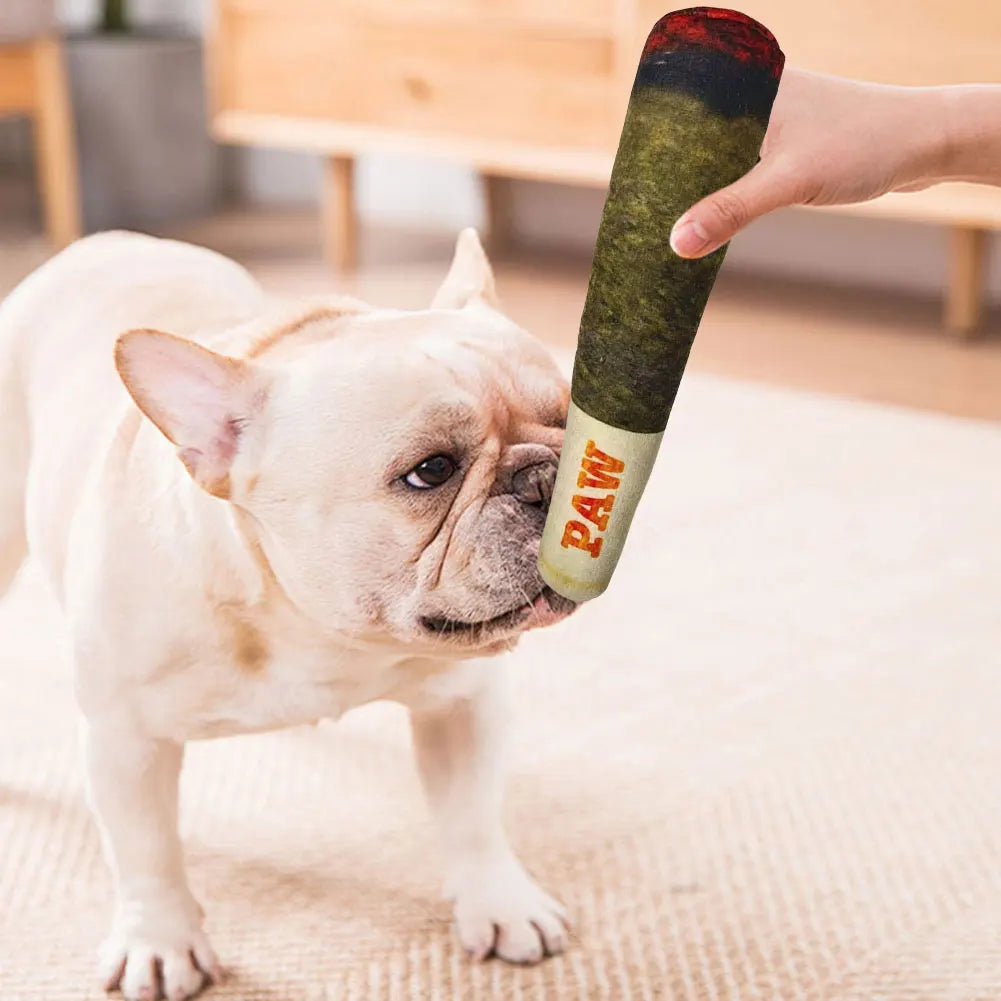 Dog Simulation Cigar Plush Sound Puppy Toys Green Stick Dogs Pet Chew Bite Toy With Squeake Stuffed Raw Dog Joint Toys Spot Good