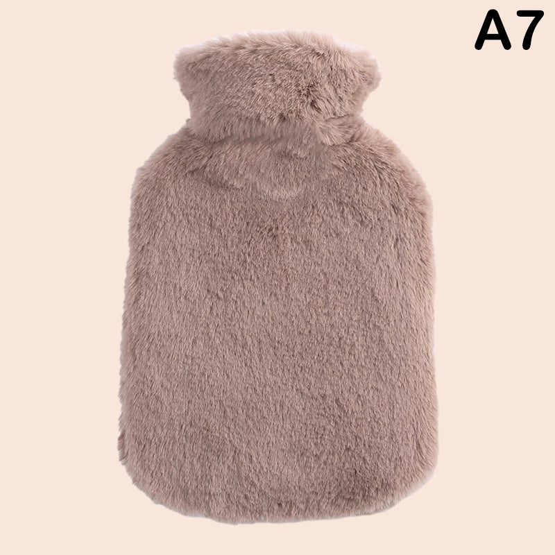 2L Hot Water Bag Protective Case Winter Removable Plush Cover Cold-proof Warm Faux Fur Fleece Cover Heat Preservation Covers