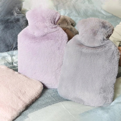 2L Hot Water Bag Protective Case Winter Removable Plush Cover Cold-proof Warm Faux Fur Fleece Cover Heat Preservation Covers