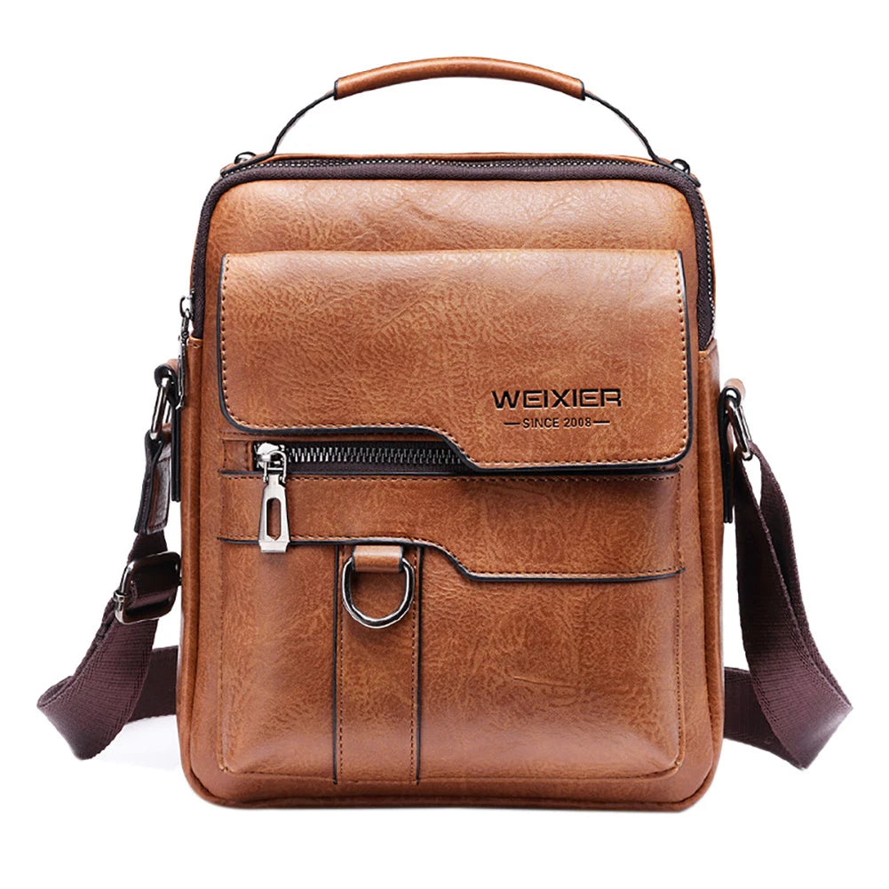 Men's Genuine Leather Crossbody Shoulder Bags Vintage PU Men Handbag Tote Casual Business Man Messenger Bag Leather Fanny Pack