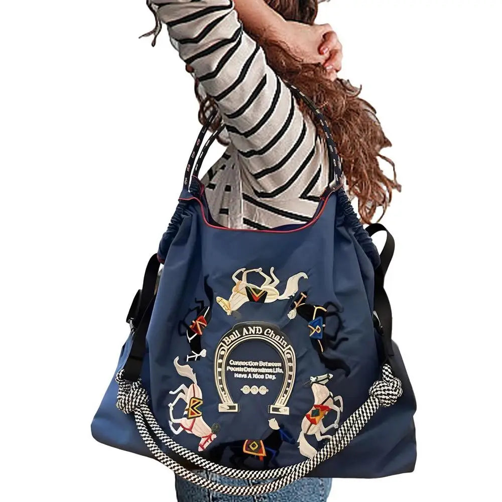 Women's Shoulder Bag Embroidered Ladies Casual Handbag Tote Reusable Shopping Bag