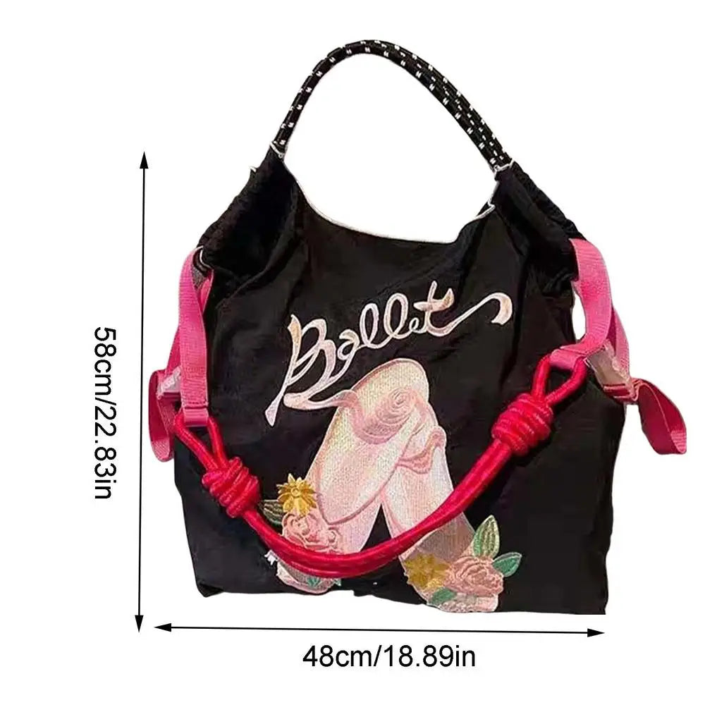 Women's Shoulder Bag Embroidered Ladies Casual Handbag Tote Reusable Shopping Bag