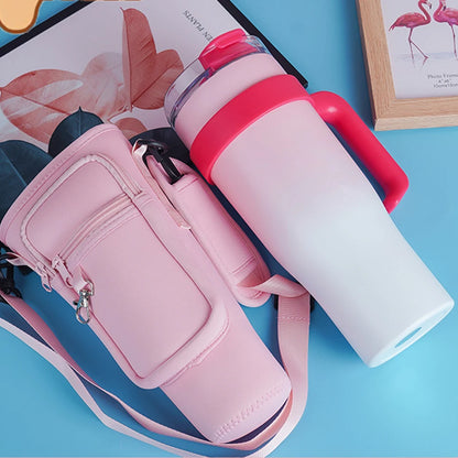 Neoprene Water Pouch with Adjustable Strap Non-slip Insulated Mug Cover Water Bottle Holder For Stanley Quencher Cup Accessories